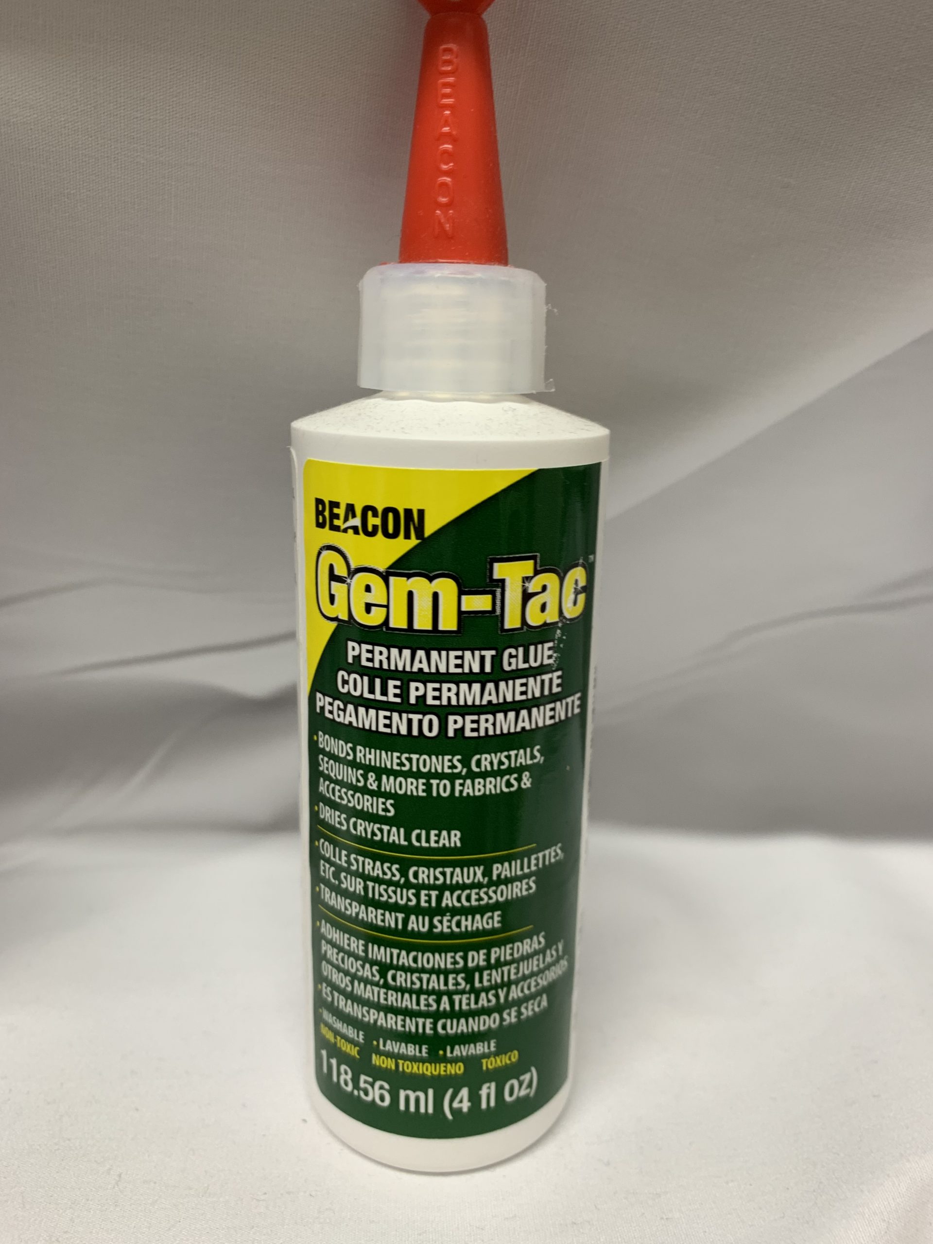 Beacon Gem-Tac permanent glue bonds rhinestones, crystals, sequins & more  to fabrics & accessories